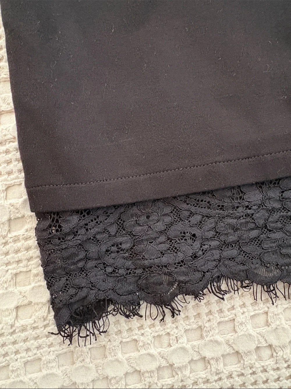 French Connection LBD Black Lace-Trim Tank Dress